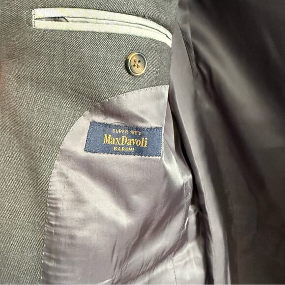 Max Devoli Gray Slim Fit 100% Wool Suit Size W34/40L - Picture 4 of 12